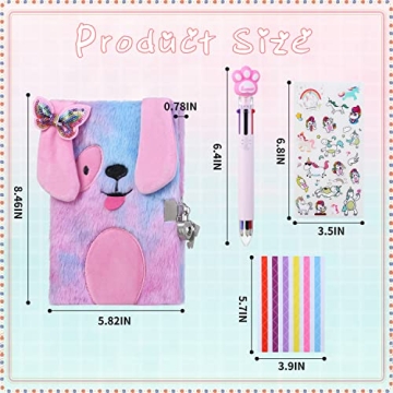 Sicbanna Plush Dog Diary for Kids with Lock and Keys
