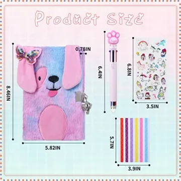 Sicbanna Plush Dog Diary for Kids with Lock and Keys