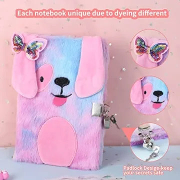 Sicbanna Plush Dog Diary for Kids with Lock and Keys