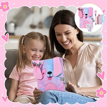 Sicbanna Plush Dog Diary for Kids with Lock and Keys
