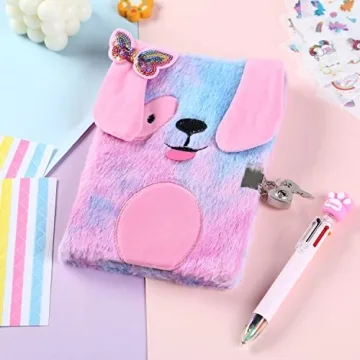 Sicbanna Plush Dog Diary for Kids with Lock and Keys