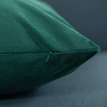 DEZENE Decorative Pillow Covers 18x18 Green: 2 Pack Cozy Soft Velvet Square Throw Pillow Cases for F...
