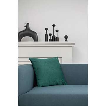 DEZENE Decorative Pillow Covers 18x18 Green: 2 Pack Cozy Soft Velvet Square Throw Pillow Cases for Farmhouse Home Decor