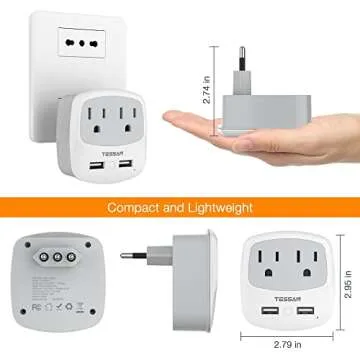 TESSAN Adapter for Italy Travel with USB Ports and Outlets