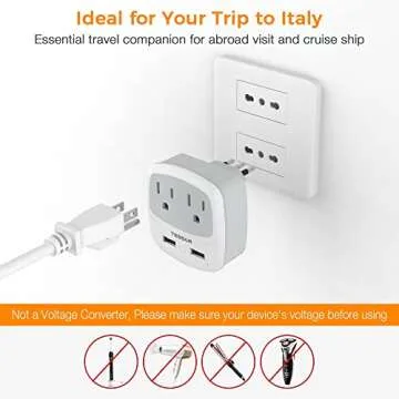 TESSAN Adapter for Italy Travel with USB Ports and Outlets