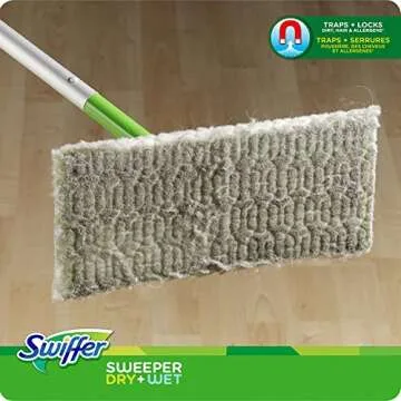 Swiffer Sweeper Cleaner Dry and Wet Mop Starter Kit for Cleaning Hardwood and Floors, Includes: 1 Mop, 7 Dry Cloths, 3 Wet Cloths
