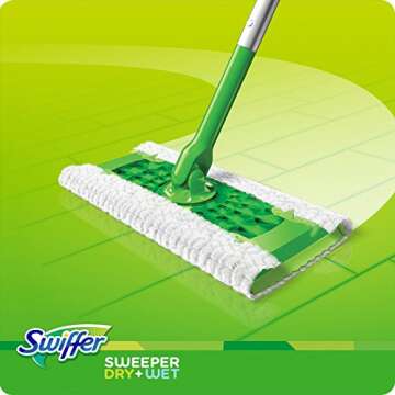 Swiffer Sweeper Cleaner Dry and Wet Mop Starter Kit for Cleaning Hardwood and Floors, Includes: 1 Mop, 7 Dry Cloths, 3 Wet Cloths