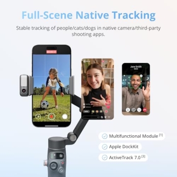 DJI Osmo Mobile 8 Gimbal Stabilizer for Phone, Native Tracking with Apple DockKit, 360° Pan Rotatio...