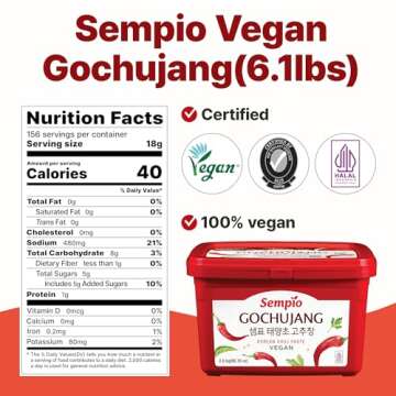 SEMPIO Vegan Gochujang – Mild Heat – Korean Red Chili Pepper Paste, Spicy, Sweet and Savory Sauc...