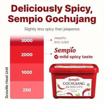 SEMPIO Vegan Gochujang – Mild Heat – Korean Red Chili Pepper Paste, Spicy, Sweet and Savory Sauce. Traditional Fermented Condiment for Tteokbokki, Bibimbap, Dips and Marinades (6.2lbs / 2.8kg)