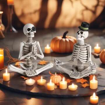 OYATON Halloween Decorations Indoor, Gothic Skeleton Couple Decor for Home & Office, 2 Pack Small Re...