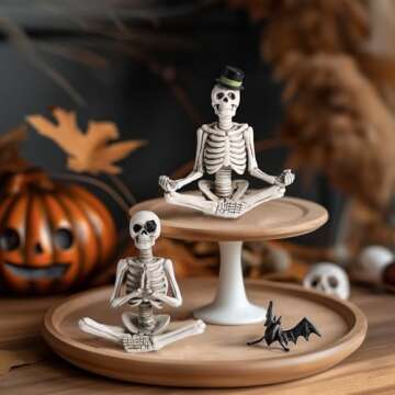 OYATON Halloween Decorations Indoor, Gothic Skeleton Couple Decor for Home & Office, 2 Pack Small Resin Skull Figurines, Spooky Tabletop Sculptures for Desk, Bookshelf, Haunted House
