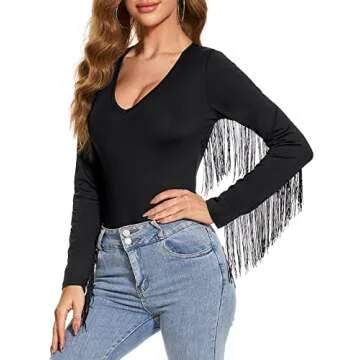Chic Komorebi Women's Fringe Bodysuit for Stylish Nights