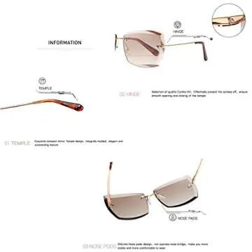 AEVOGUE Sunglasses For Women Oversized Rimless Diamond Cutting Lens Sun Glasses AE0534 (Gold Frame/Brown Lens)