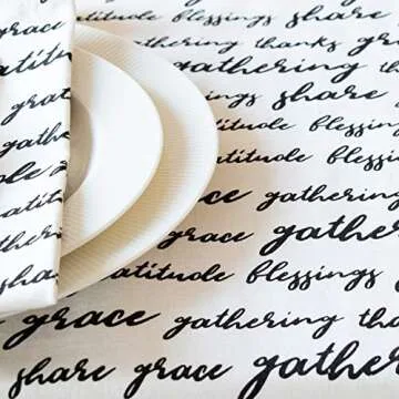 Set of 6 Thanksgivig Cloth Napkins, 100% Cotton Napkin 20x20 inch with Text- Blessings, Share, Grace, Decorative Table Linen for Holidays, Halloween, Christmas, Wedding, Cocktail Party