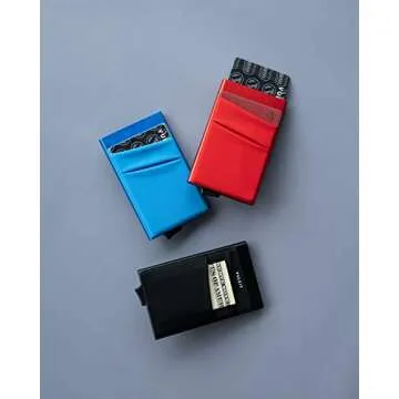 VULKIT Card Holder with Money Pocket Pop Up Wallet RFID Blocking Slim Metal Bank Card Case Holds 5 Cards and Notes(Black)