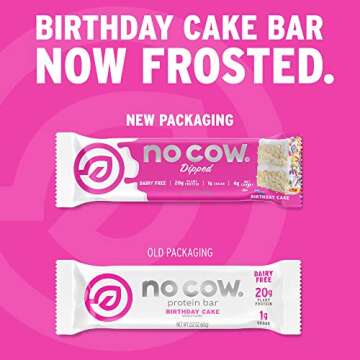 No Cow High Protein Bars, Dipped Birthday Cake - Healthy Snacks, 20g Vegan Protein, High Fiber, Low ...