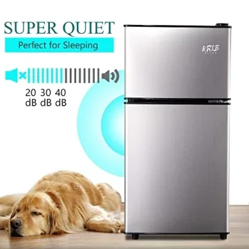 KRIB BLING 3.5Cu.Ft Compact Refrigerator Mini Fridge with Freezer, Small Refrigerator with 2 Door, 7 Level Thermostat Removable Shelves for Kitchen, Dorm, Apartment, Bar, Office Silver