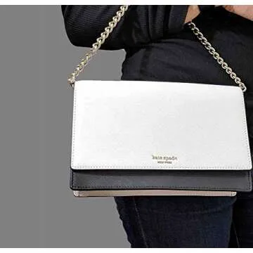 Kate Spade New York Leather Cameron Convertible Crossbody Handbag Clutch, Beechwood, Warm Beige, Black