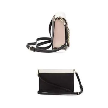 Kate Spade New York Leather Cameron Convertible Crossbody Handbag Clutch, Beechwood, Warm Beige, Black