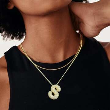 phaxud 14K Gold Plated Initial Necklaces for Women Personalized Name Letter Necklace Dainty Gold Initial Tag Pendant Necklace Trendy Jewelry Gifts