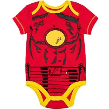 Marvel Baby Boys' 5 Pack Bodysuits - The Hulk, Spiderman, Iron Man and Captain America Multi 3-6 Months