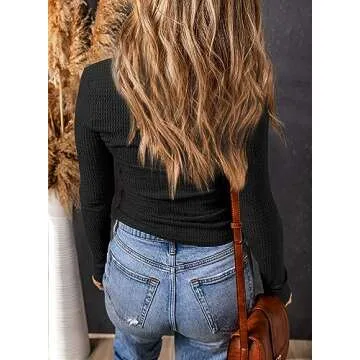 Dokotoo Womens Fall Sweaters Tops Fashion 2024 Outfits Clothes Womens Long Sleeve Tops Tshirts Shirts Fall Sweaters Top V Neck Sexy T Shirts Casual Business Blouses for Women Dressy Casual A Black