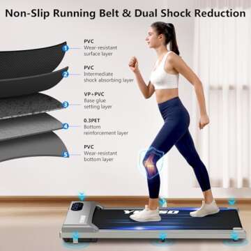 Walking Pad, Walking Pad Treadmill 330 lb Capacity,3 in 1 Portable Under Desk Treadmill for Home and Office with Remote Control, LED Display (C102 Silver Gray)