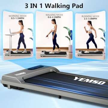 Walking Pad, Walking Pad Treadmill 330 lb Capacity,3 in 1 Portable Under Desk Treadmill for Home and Office with Remote Control, LED Display (C102 Silver Gray)
