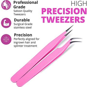 Sivote Eyelash Tweezers, 2-Pack, Hand Calibrated Straight and Curved Tips, Stainless Steel Lash Twee...
