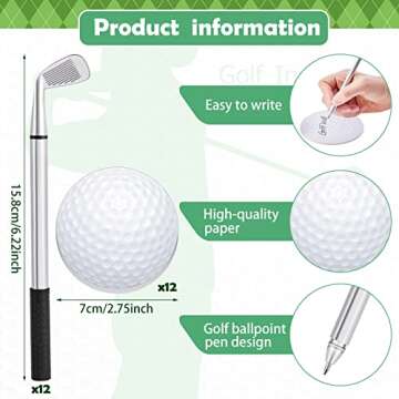 Estune 12 Pcs Ballpoint Pens and 12 Pads Sticky Notes Cool Party Favors Mini Decorative Pens Funny S...