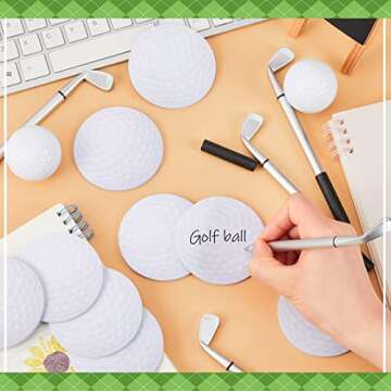 Estune Golf-themed Pens and Sticky Notes Set for Office Fun
