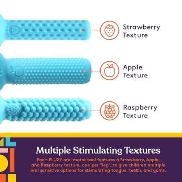 FLUXY Oral Motor Tool Therapy Sensory Motor Aid with 3 Unique Textures Blue