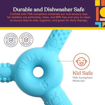 FLUXY Oral Motor Tool Therapy Sensory Motor Aid with 3 Unique Textures Blue