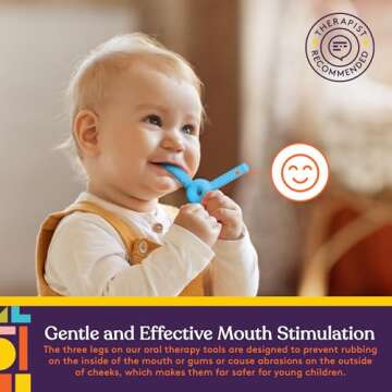 FLUXY Oral Motor Tool Therapy Sensory Motor Aid with 3 Unique Textures Blue