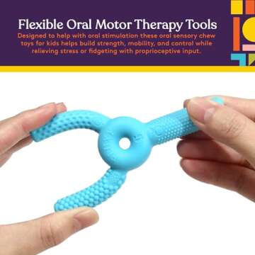 FLUXY Oral Motor Tool Therapy Sensory Motor Aid with 3 Unique Textures Blue