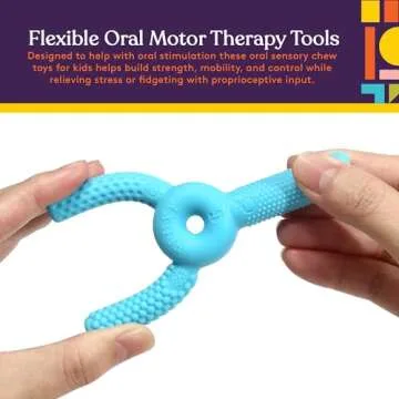 FLUXY Oral Motor Tool Therapy Sensory Motor Aid with 3 Unique Textures Blue