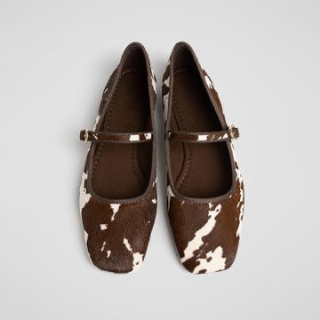 Women's Cow Print Ballet Flats Comfortable Stylish Ballerina Shoes