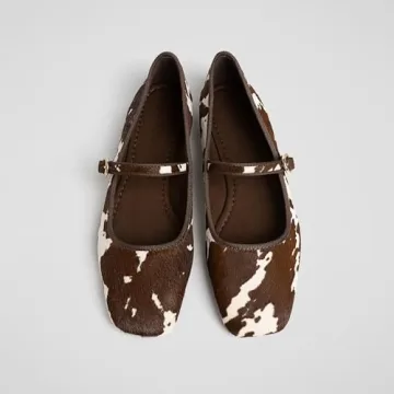 Women's Cow Print Ballet Flats Comfortable Stylish Ballerina Shoes