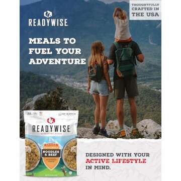 READYWISE - Adventure Meal, Noodles & Beef With Mushroom Sauce, 2 Servings, Pack of 1, Emergency Preparedness, Freeze Dried Food, MRE, Snack Pack or Emergency Food, Backpacking, Camping, Hiking, and,