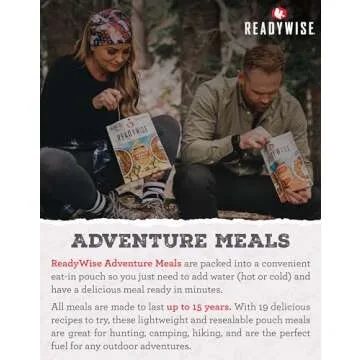 READYWISE - Adventure Meal, Noodles & Beef With Mushroom Sauce, 2 Servings, Pack of 1, Emergency Preparedness, Freeze Dried Food, MRE, Snack Pack or Emergency Food, Backpacking, Camping, Hiking, and,