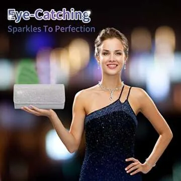 Ditard 4 Pieces Rhinestone Jewelry SetClutch Purse Prom Jewelry Sets Wedding Bridal Jewelry Rhinestone Necklace Dangle Ear ClipCrystal Jewelry Set Wedding Party (Elegant Style) Silver