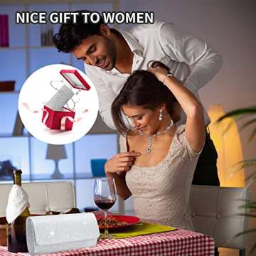 Ditard 4 Pieces Rhinestone Jewelry SetClutch Purse Prom Jewelry Sets Wedding Bridal Jewelry Rhinestone Necklace Dangle Ear ClipCrystal Jewelry Set Wedding Party (Elegant Style) Silver