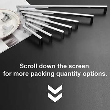 KOOFIZO Solid Square Bar Cabinet Handle - Chrome Furniture Pull, 5 Inch/128mm Screwhole Distance, 10-Pack for Kitchen Cupboard Door, Bedroom Dresser Drawer, Bathroom Wardrobe Hardware