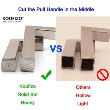 KOOFIZO Solid Square Bar Cabinet Handle - Chrome Furniture Pull, 5 Inch/128mm Screwhole Distance, 10-Pack for Kitchen Cupboard Door, Bedroom Dresser Drawer, Bathroom Wardrobe Hardware