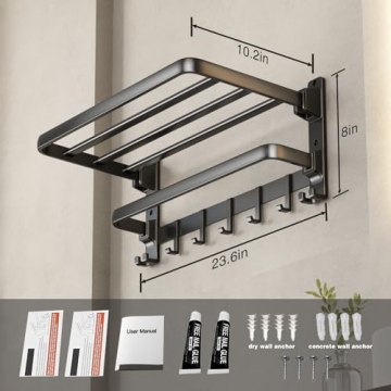 VOLDRA Foldable Towel Rack - Durable & Stylish Bath Storage