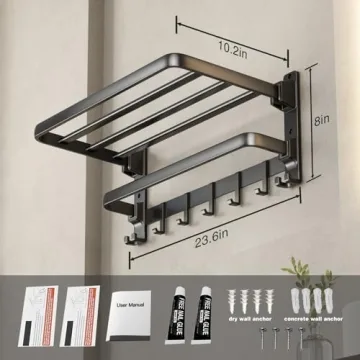 VOLDRA Foldable Towel Rack - Durable & Stylish Bath Storage