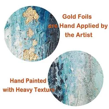 Blue And Gold Wall Decor Set Abstract Canvas Wall Art Decor Colorful Oil Painting Artwork Picture For Bedroom Living Room Bathroom Decorations Aesthetic (45'' x 30'' x 1 Panel)