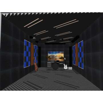 52 Pack Black Double-sided Tape Acoustic Grid Studio Foam Sound Absorption Wall Panels