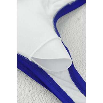 Pink Queen Women 2 Piece Swimsuit Tie Front High Waisted Bottoms Crop Top Royal Blue M